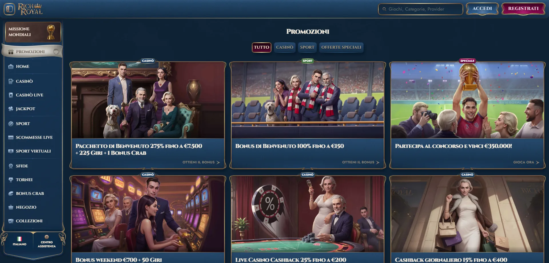 Tutte le promozioni RichRoyal Casino — bonus settimanali e programma VIP